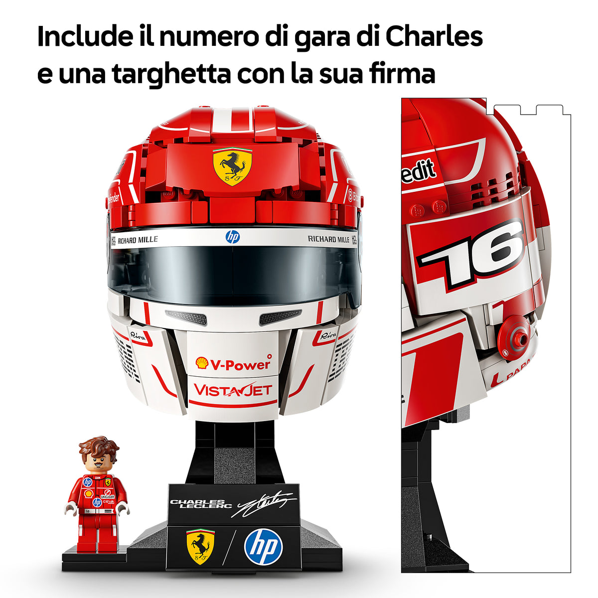 LEGO Editions 43014 Casco di Charles Leclerc Scuderia Ferrari HP con Minifigure F1 da Collezione, Regalo Ragazzi e Fan 14+