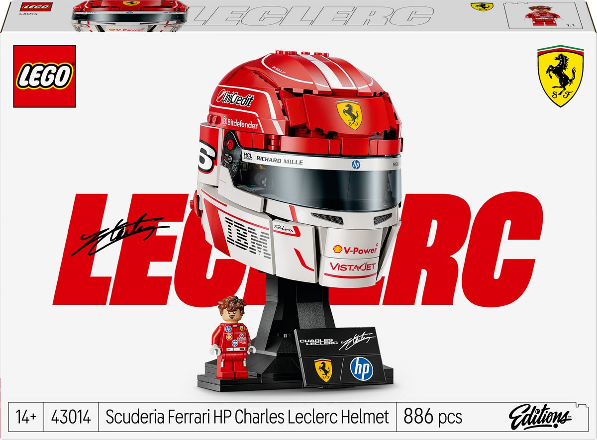LEGO Editions 43014 Casco di Charles Leclerc Scuderia Ferrari HP con Minifigure F1 da Collezione, Regalo Ragazzi e Fan 14+