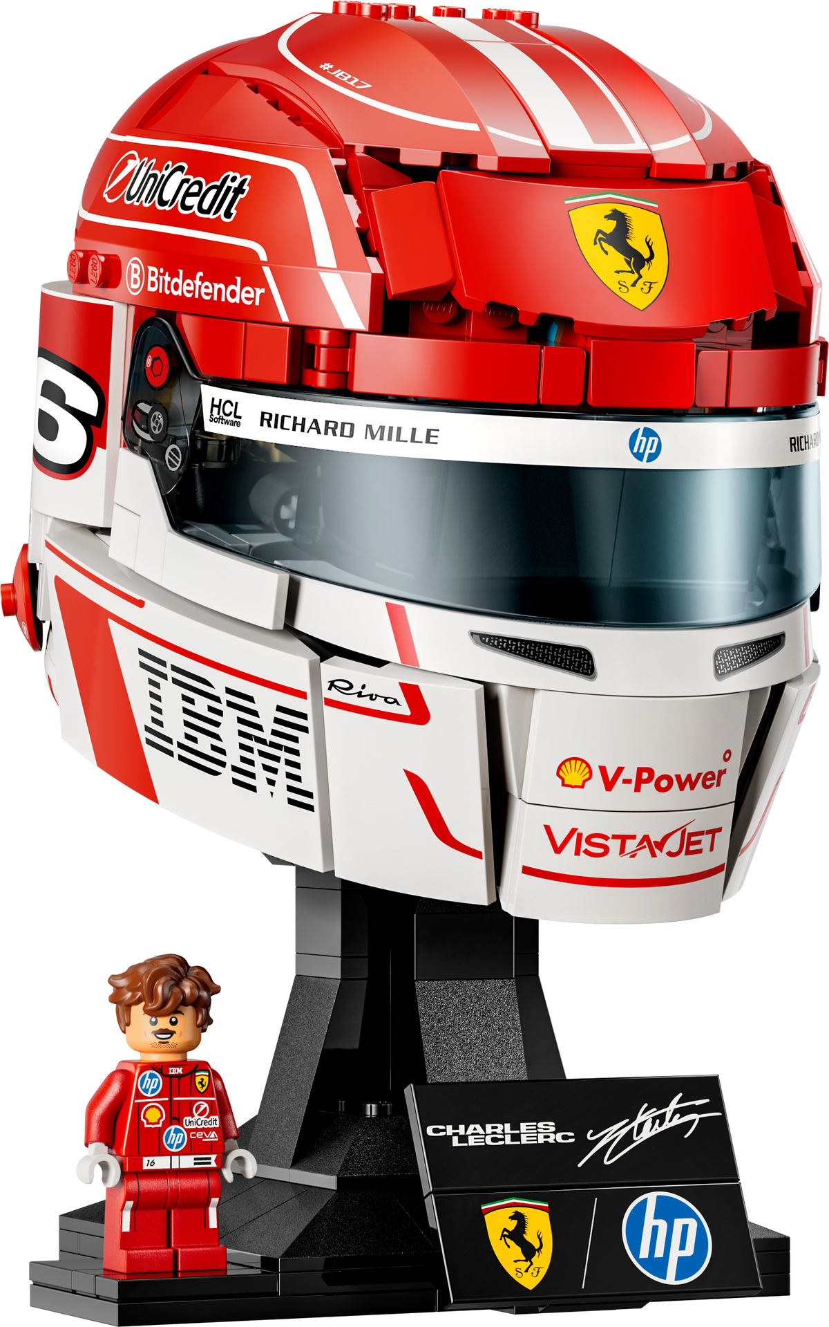 LEGO Editions 43014 Casco di Charles Leclerc Scuderia Ferrari HP con Minifigure F1 da Collezione, Regalo Ragazzi e Fan 14+