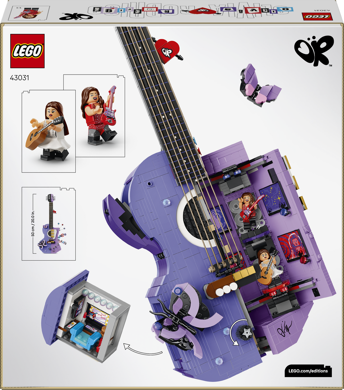 LEGO Editions 43031 La Chitarra Bicolore di Olivia Rodrigo, Kit Modellismo 3D con 2 Minifigure, Stelle e Farfalle, Regalo 14+