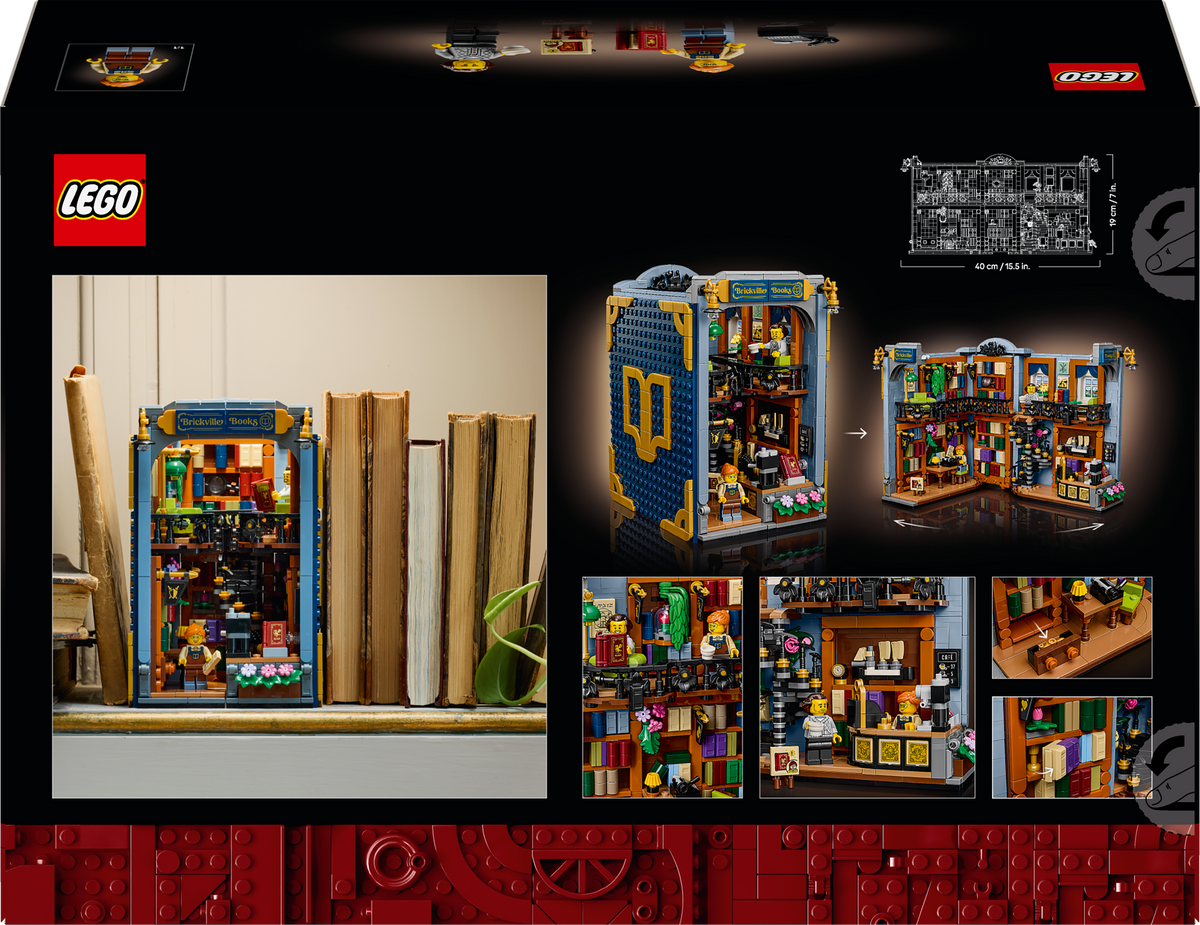 LEGO Icons 11379 Libreria: Book Nook, Reggilibri da Mensola Decorativo 3D per Adulti con 2 Minifigure, Idea Regalo Fai da Te