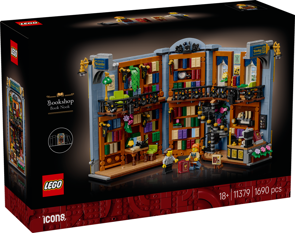 LEGO Icons 11379 Libreria: Book Nook, Reggilibri da Mensola Decorativo 3D per Adulti con 2 Minifigure, Idea Regalo Fai da Te