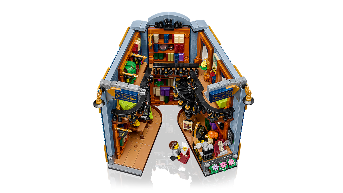 LEGO Icons 11379 Libreria: Book Nook, Reggilibri da Mensola Decorativo 3D per Adulti con 2 Minifigure, Idea Regalo Fai da Te