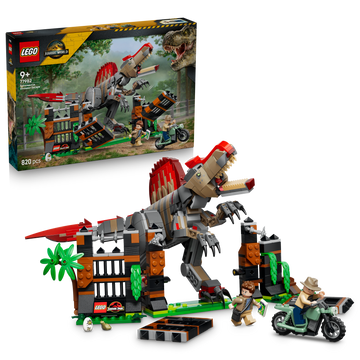 LEGO Jurassic World 77982 Fuga dal Dinosauro Spinosauro, Giocattolo Interattivo con Dino, Moto e 2 Minifigure, Regalo da 9+