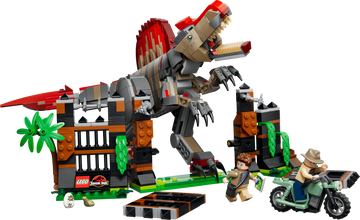 LEGO Jurassic World 77982 Fuga dal Dinosauro Spinosauro, Giocattolo Interattivo con Dino, Moto e 2 Minifigure, Regalo da 9+