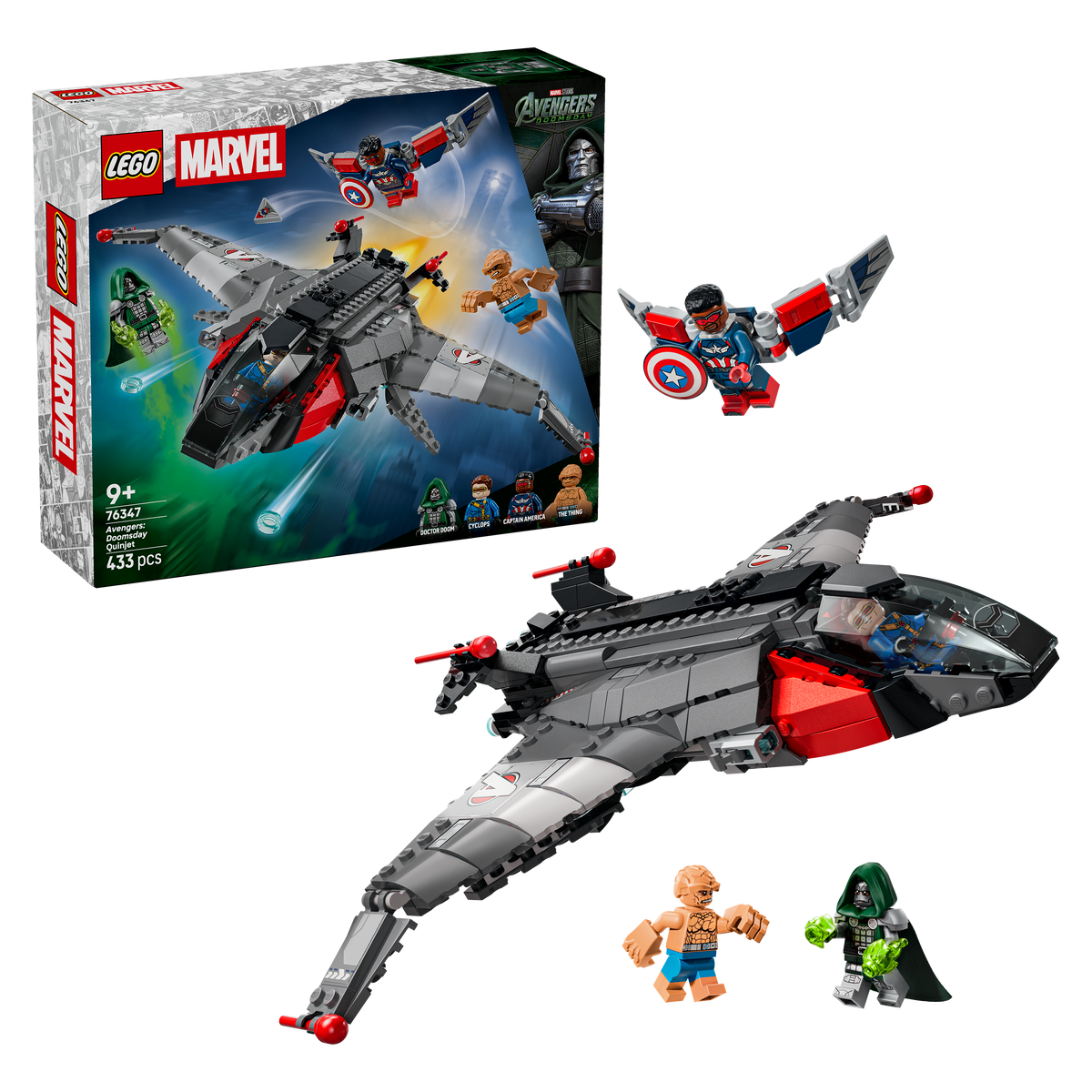 LEGO | Marvel 76347 Avengers: Doomsday Quinjet, Aereo Giocattolo dei Supereroi con 4 Minifigure, Regalo per Bambini da 9 Anni