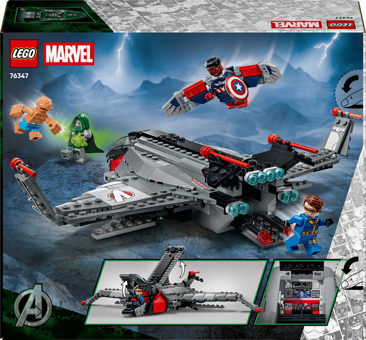 LEGO | Marvel 76347 Avengers: Doomsday Quinjet, Aereo Giocattolo dei Supereroi con 4 Minifigure, Regalo per Bambini da 9 Anni