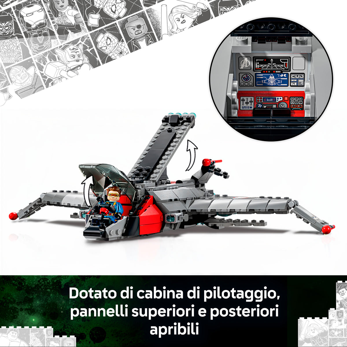 LEGO | Marvel 76347 Avengers: Doomsday Quinjet, Aereo Giocattolo dei Supereroi con 4 Minifigure, Regalo per Bambini da 9 Anni