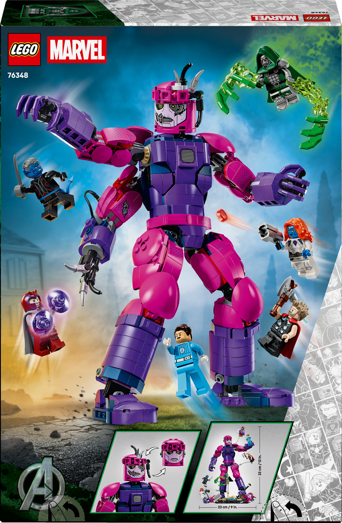 LEGO | Marvel 76348 Battaglia Epica: Avengers: Doomsday, Gioco con Action Figure della Sentinella e 6 Minifigure, Regalo 9+