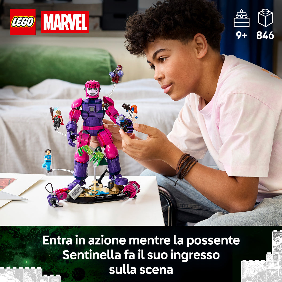 LEGO | Marvel 76348 Battaglia Epica: Avengers: Doomsday, Gioco con Action Figure della Sentinella e 6 Minifigure, Regalo 9+