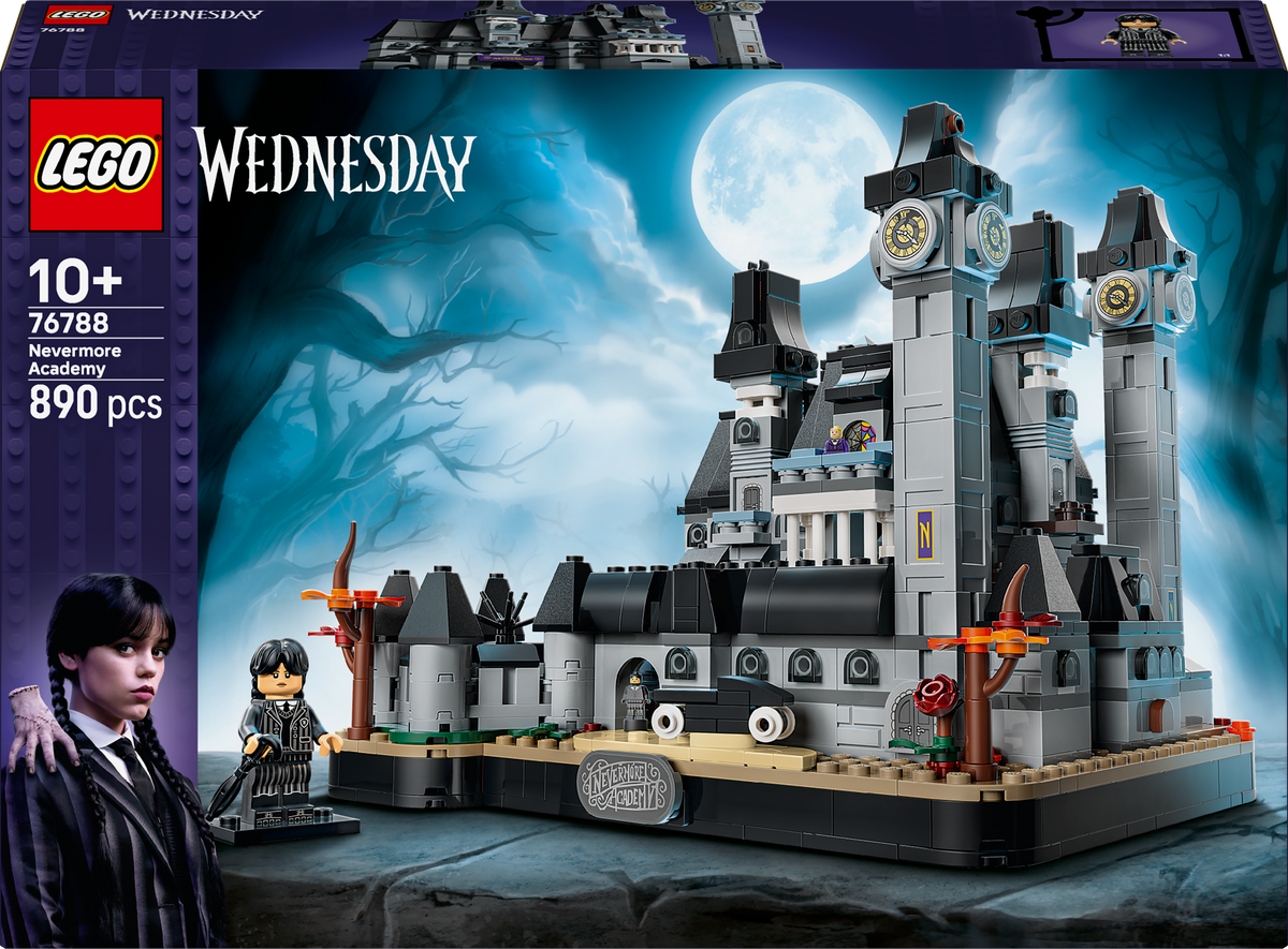 LEGO Wednesday 76788 Nevermore Academy, Modellino di Scuola Giocattolo con 3 Personaggi e Accessori, Regalo per Bambini 10+
