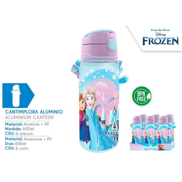 Borraccia Frozen in alluminio 600 ml con tracolla
