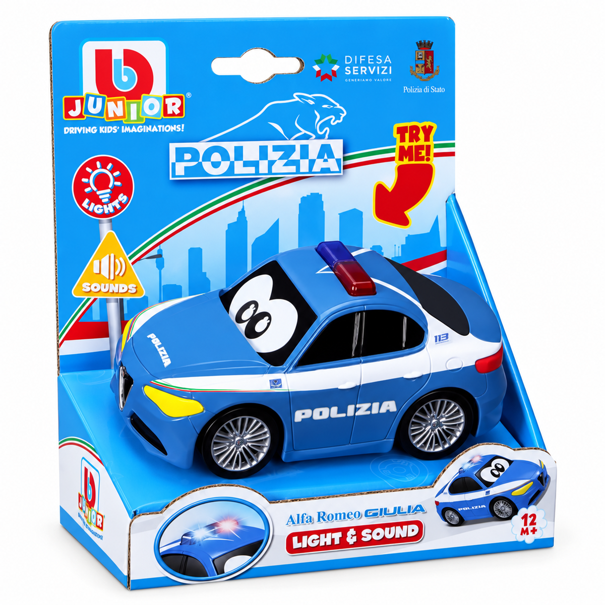 Bburago Junior Alfa Romeo Giulia Polizia – Auto Giocattolo con Luci e Suoni