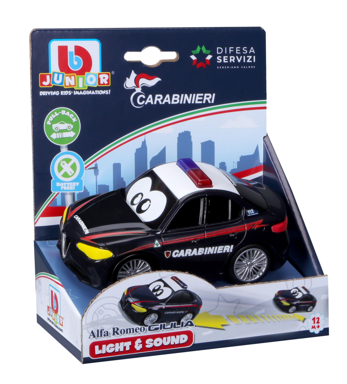 Bburago Junior Alfa Romeo Giulia Carabinieri – Auto Giocattolo con Luci e Suoni