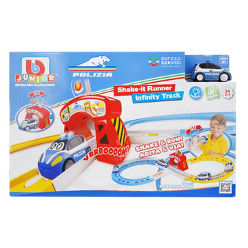 Bburago BB Junior Shake-It Runner Infinity Track – Pista con Auto della Polizia, Luci e Suoni