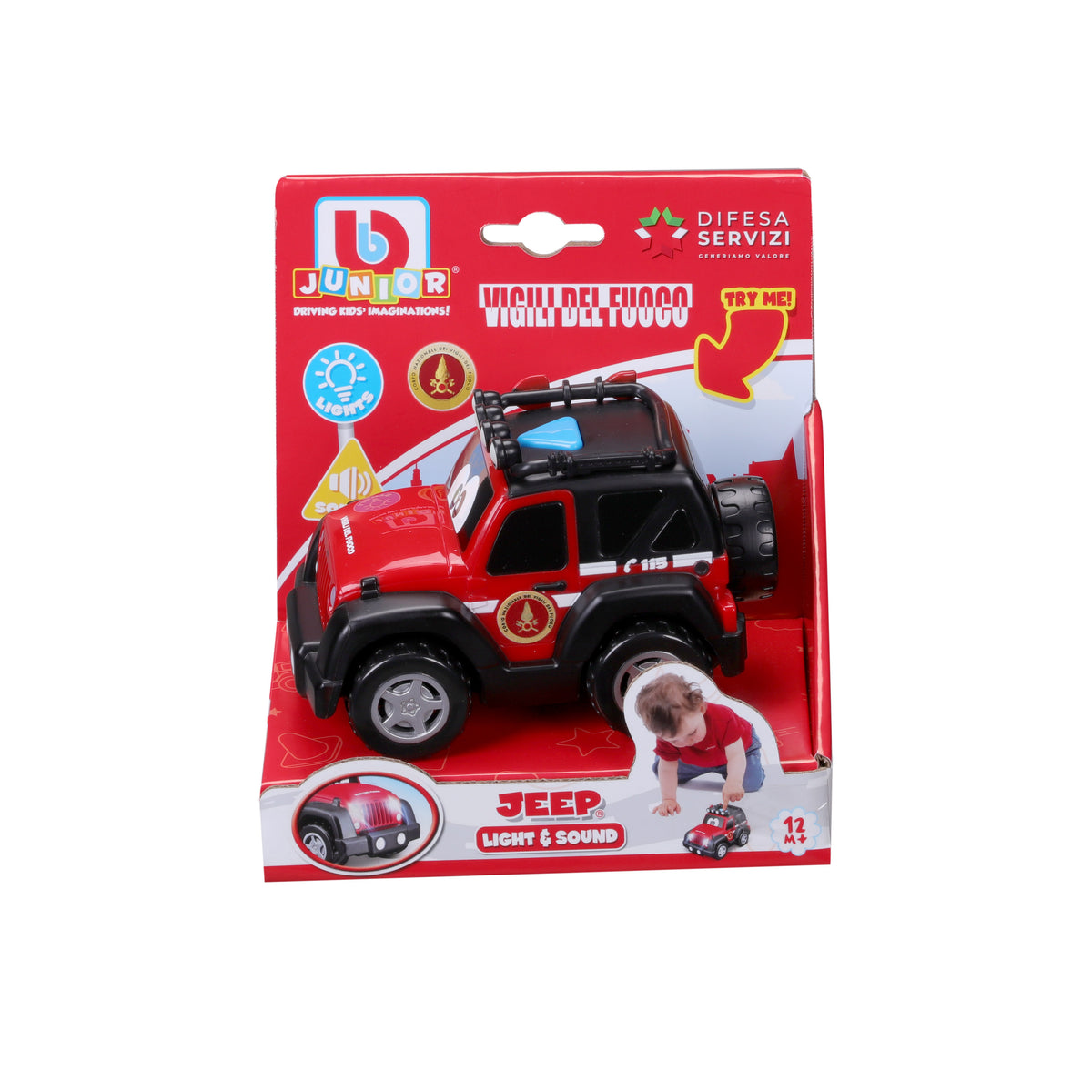 Bburago Junior Jeep Vigili del Fuoco – Auto Giocattolo con Luci e Suoni