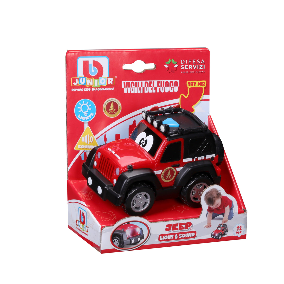 Bburago Junior Jeep Vigili del Fuoco – Auto Giocattolo con Luci e Suoni