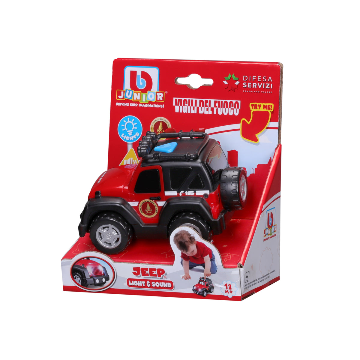 Bburago Junior Jeep Vigili del Fuoco – Auto Giocattolo con Luci e Suoni