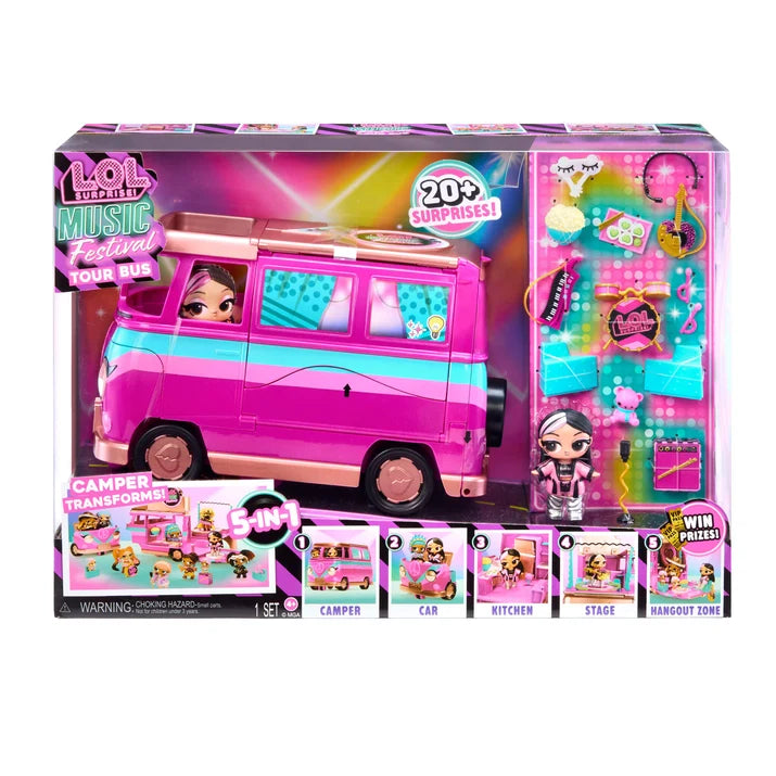L.O.L. Surprise! Music Festival Tour Bus 249757 – Playset 5 in 1 con Bambolina Esclusiva