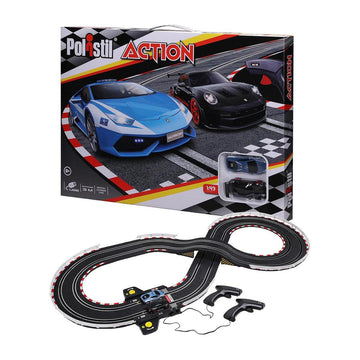 Polistil Action 96151 – Pista Elettrica 1:43 con Lamborghini Polizia e Porsche, Tracciato 3,08 m