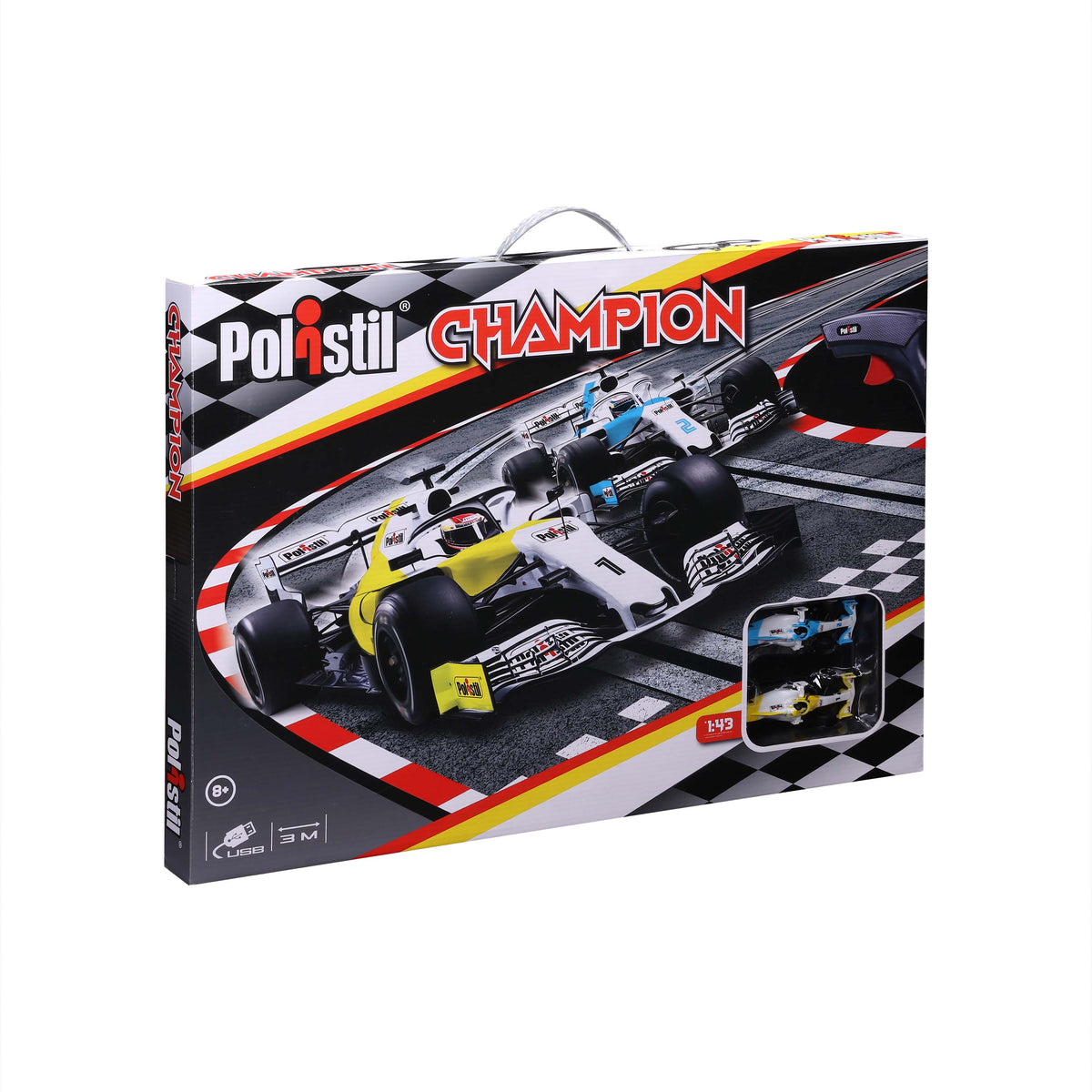Polistil Champion 96152 – Pista Elettrica 1:43 con 2 Auto da Corsa, Tracciato 3,08 m