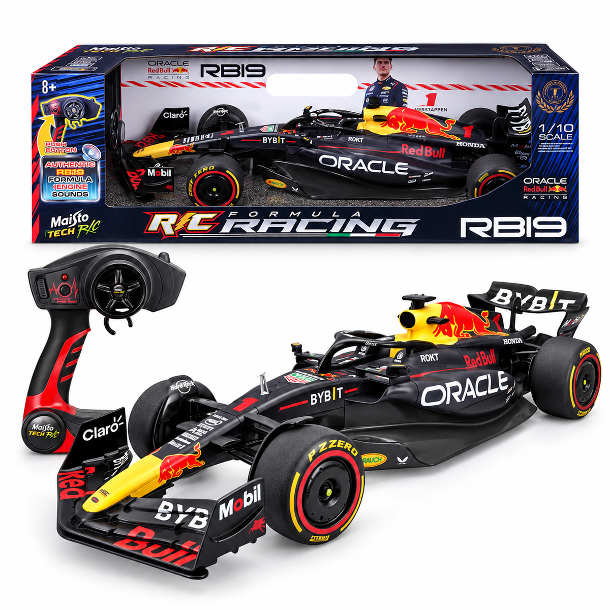 Maisto Tech 82772 – Red Bull Racing RB19 Radiocomandata 1:10 con Suoni e Ricarica USB
