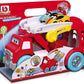 Bburago Junior 88623 – Racing Transporter, Camion Bisarca con 2 Auto Lamborghini e Formine