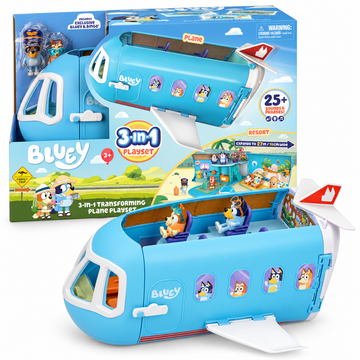 Bluey Aereo Trasformabile 3 in 1 – Playset con Resort e Barca Moose Toys