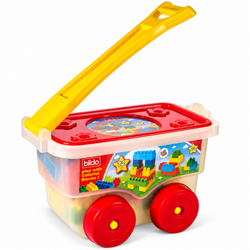 Bildo Baby Costruzioni – Carrellino con Ruote 60 Pezzi