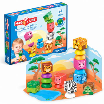 Geomag Magicube Stacking Safari – Costruzioni Magnetiche con Animali 16 Pezzi