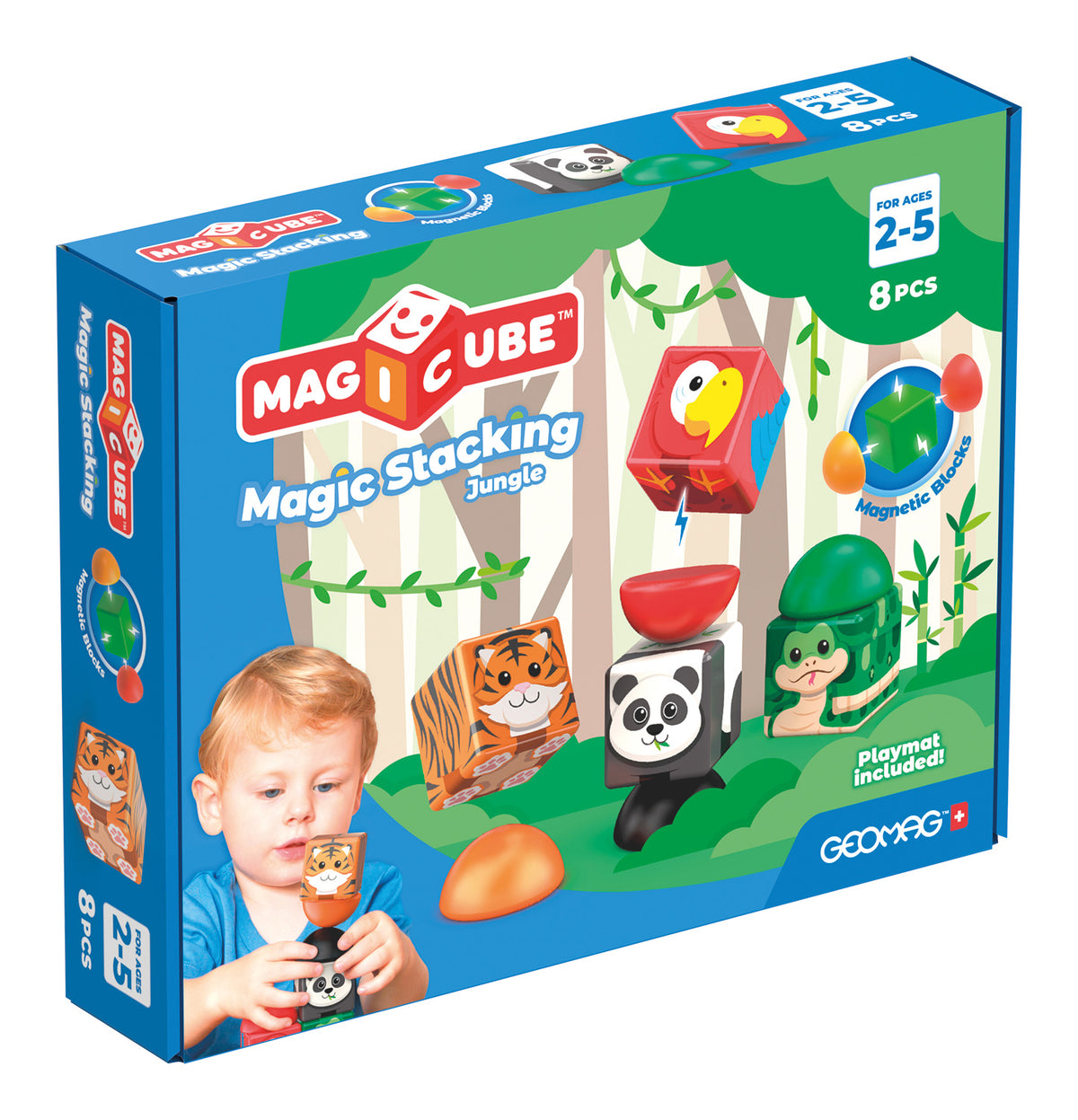 Geomag Magicube Stacking Jungle – Costruzioni Magnetiche Giungla 8 Pezzi