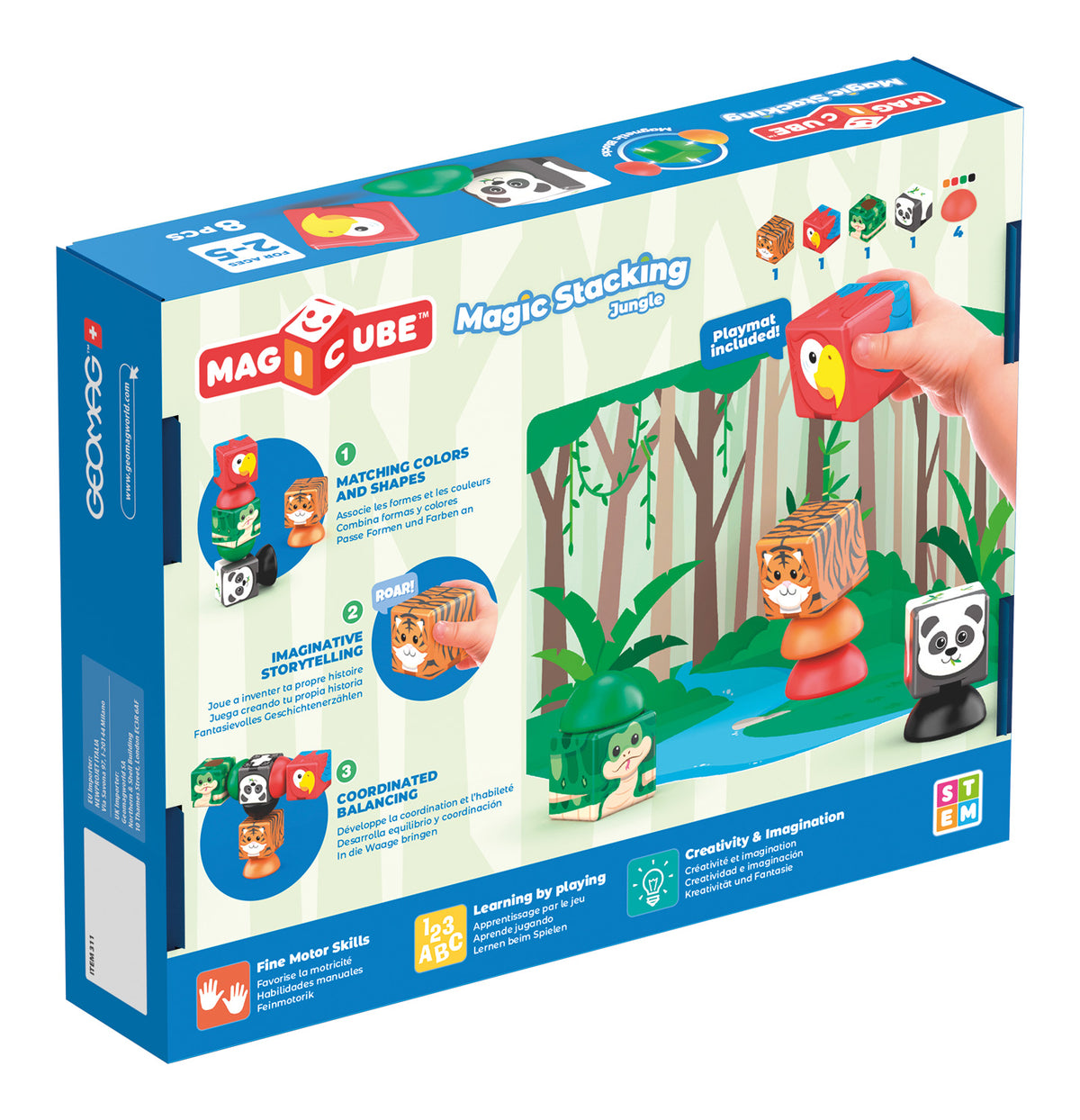Geomag Magicube Stacking Jungle – Costruzioni Magnetiche Giungla 8 Pezzi