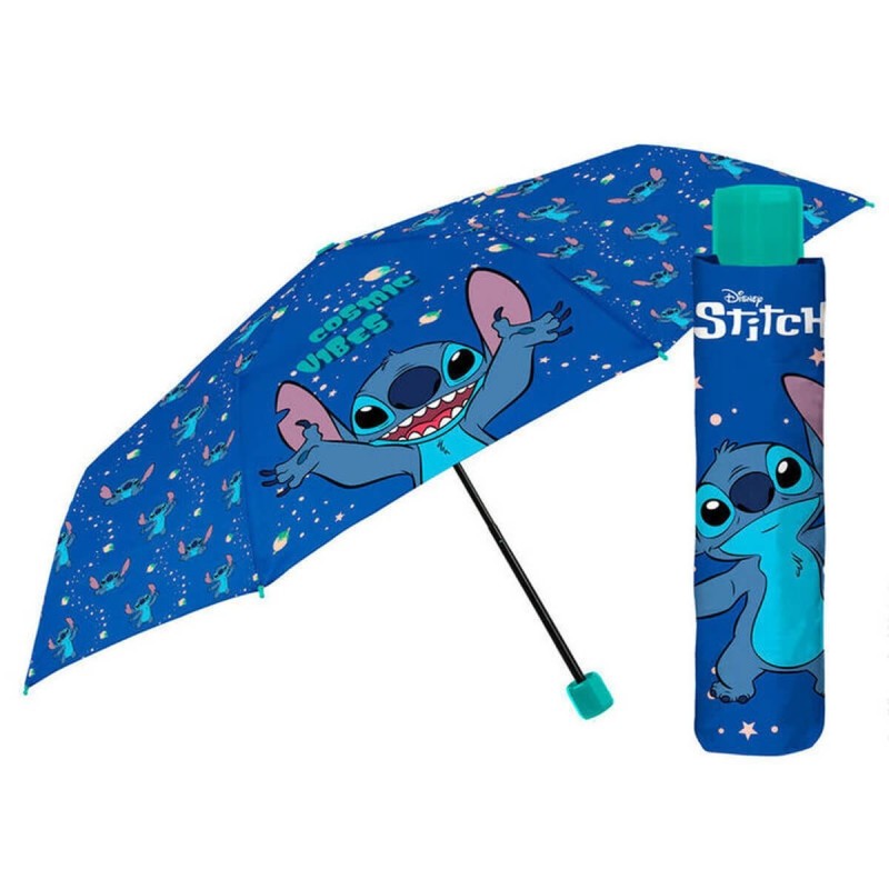 Perletti Kids Disney Stitch – Ombrello Mini Pieghevole Manuale Antivento 50 cm