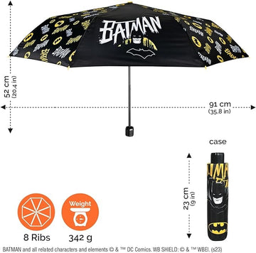 Perletti Kids Batman – Ombrello Pieghevole Manuale Antivento 91 cm