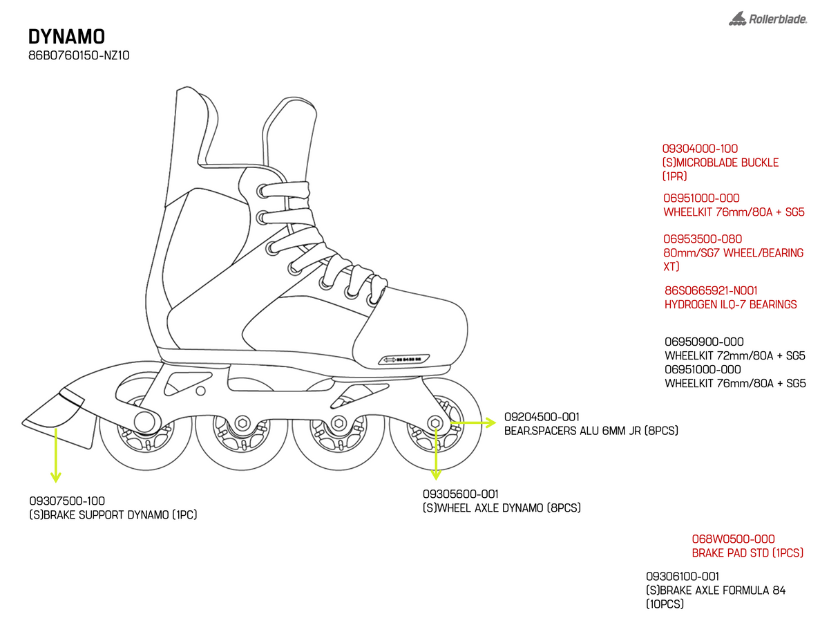 Rollerblade Dynamo Black/Lime/Blue – Pattini in Linea Junior Regolabili 32-35