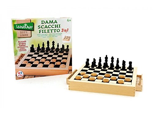 GIOCO SCACCHI DAMA FILETTO LEGNO