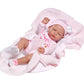 BAMBOLA CON COPERTA ROSA CM.42
