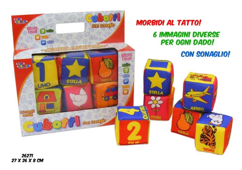 CUBOTTI EDUCATIVI 6PZ 7CM SONAGLIO