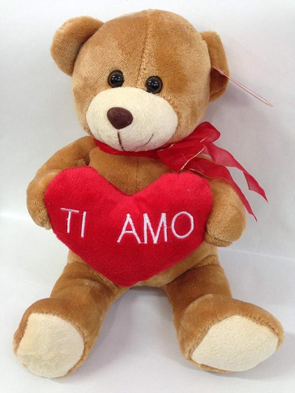 SV ORSO C/CUORE E RICAMO TI AMO 30C