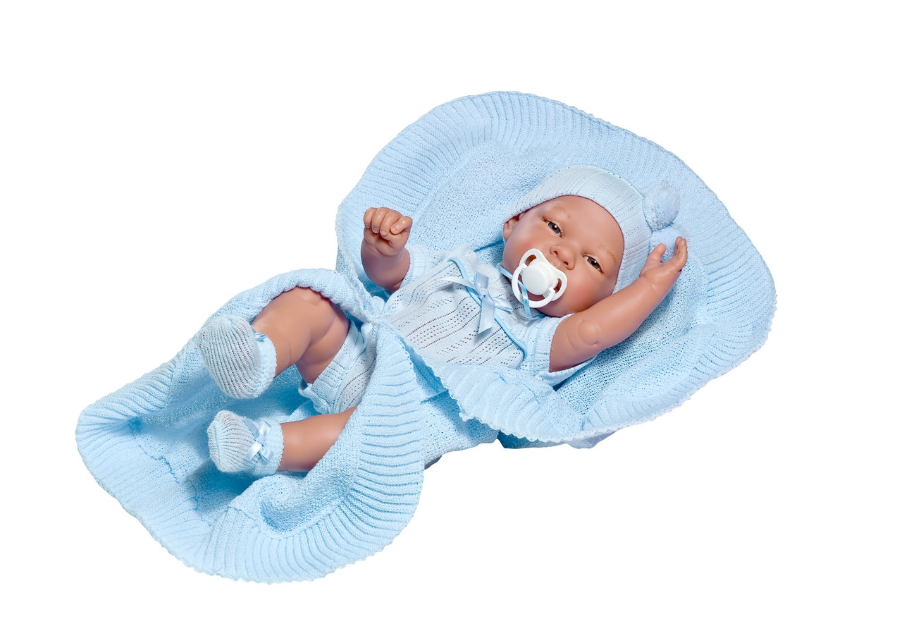 BAMBOLOTTO C/COPERTA CELESTE 42CM