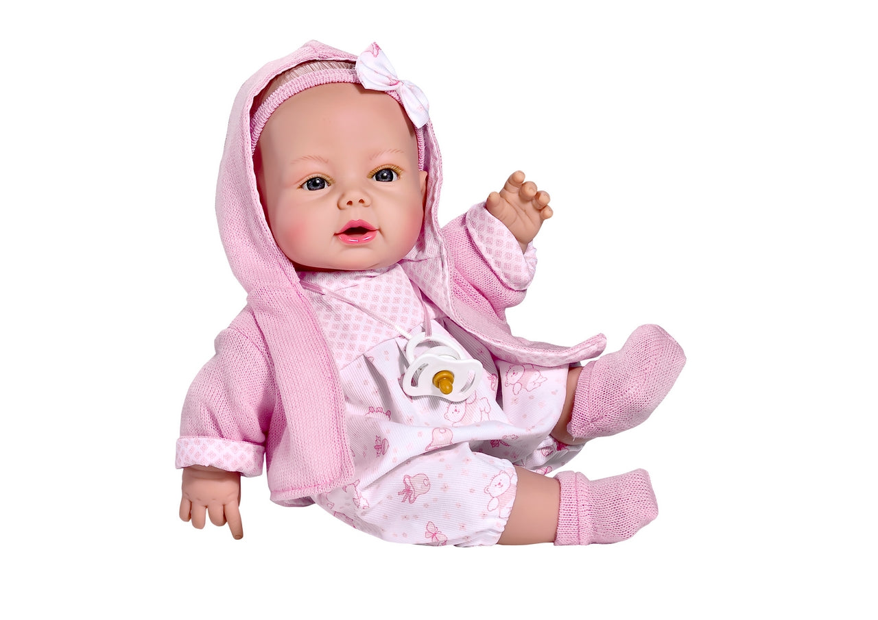 BEBE CARLA C/MONO CHAQUE ROSA 33CM
