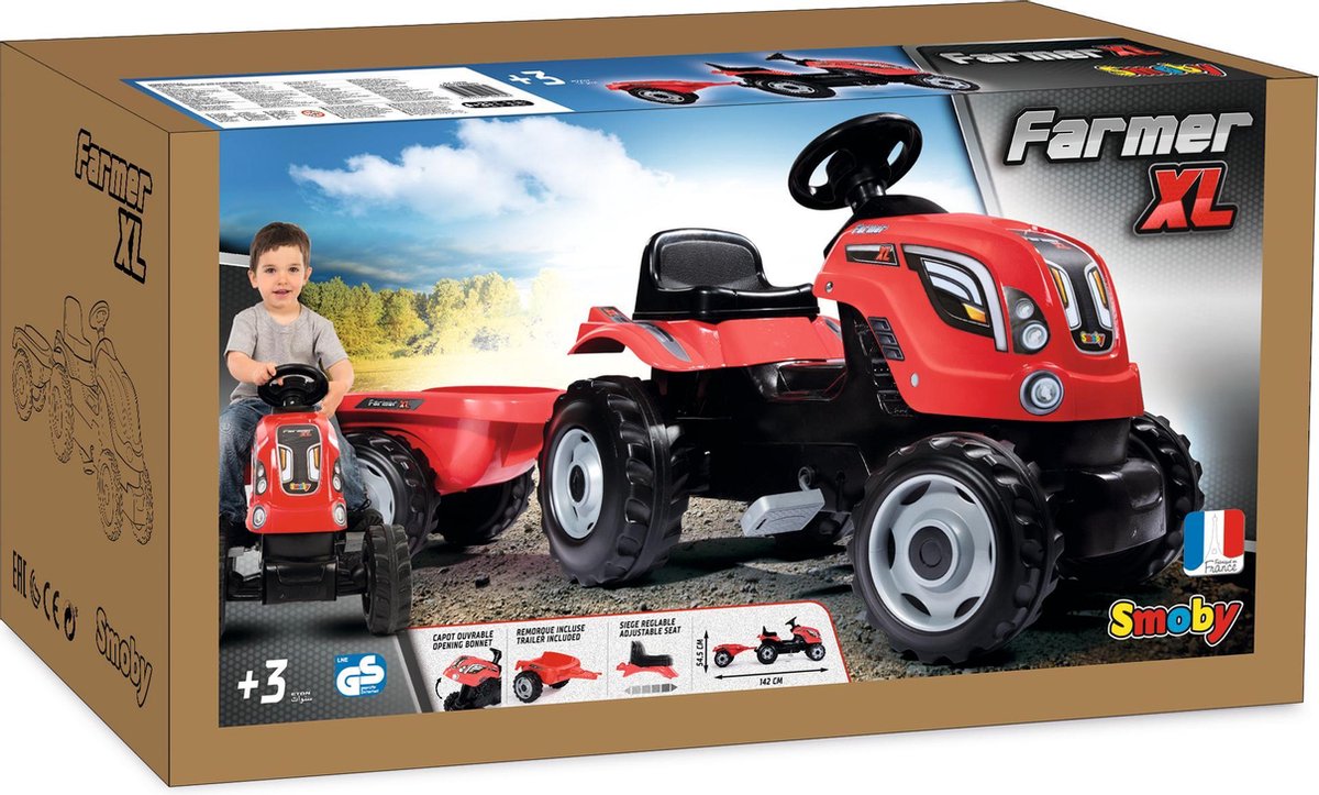 TRATTORE FARMER XL ROSSO C/RIMORCHI