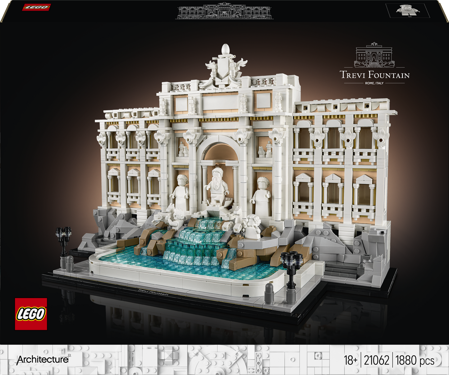 LEGO Architecture Fontana di Trevi - Kit Modellismo di Monumenti Barocchi con Facciata di Palazzo Poli e Sculture - Fai da Te per Adulti da Collezione - Regalo Uomo o Donna Amanti della Storia - 21062