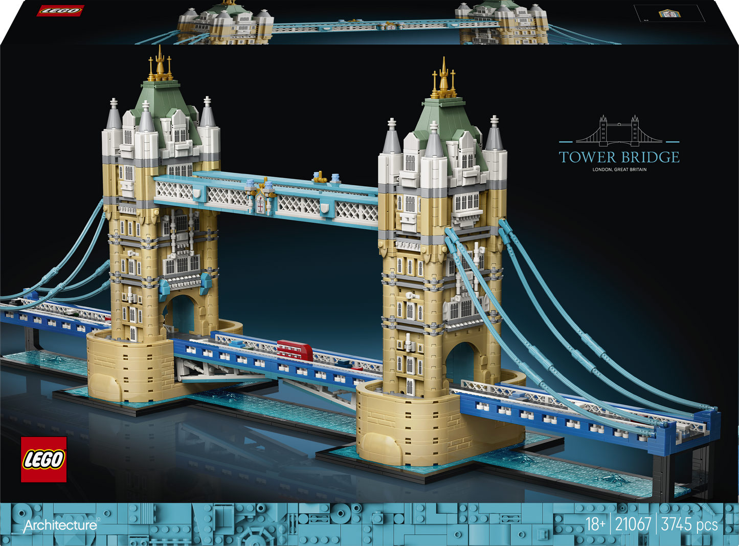 LEGO Architecture 21067 Tower Bridge, Kit Modellismo per Adulti Fai da Te, Miniatura Monumento 3D, Idea Regalo da Collezione