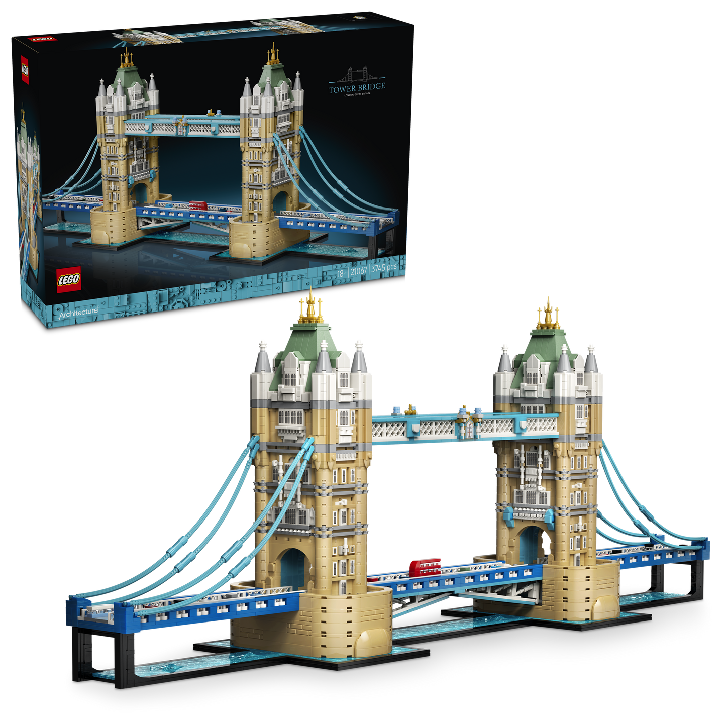 LEGO Architecture 21067 Tower Bridge, Kit Modellismo per Adulti Fai da Te, Miniatura Monumento 3D, Idea Regalo da Collezione
