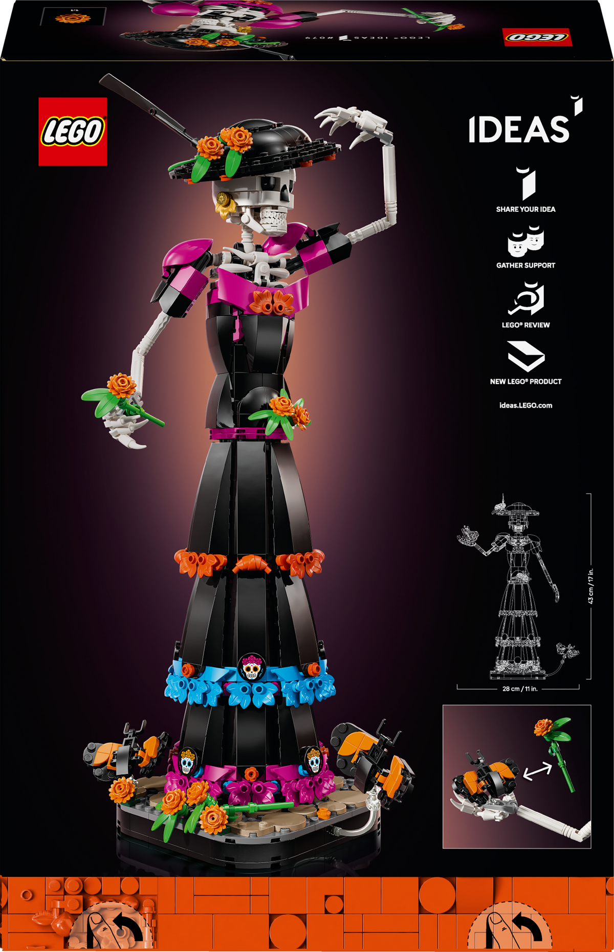 LEGO Ideas 21372 La Catrina, Kit Modellismo per Adulti con Scheletro, Fiori Finti e Farfalle Monarca, Idea Regalo Fai da Te