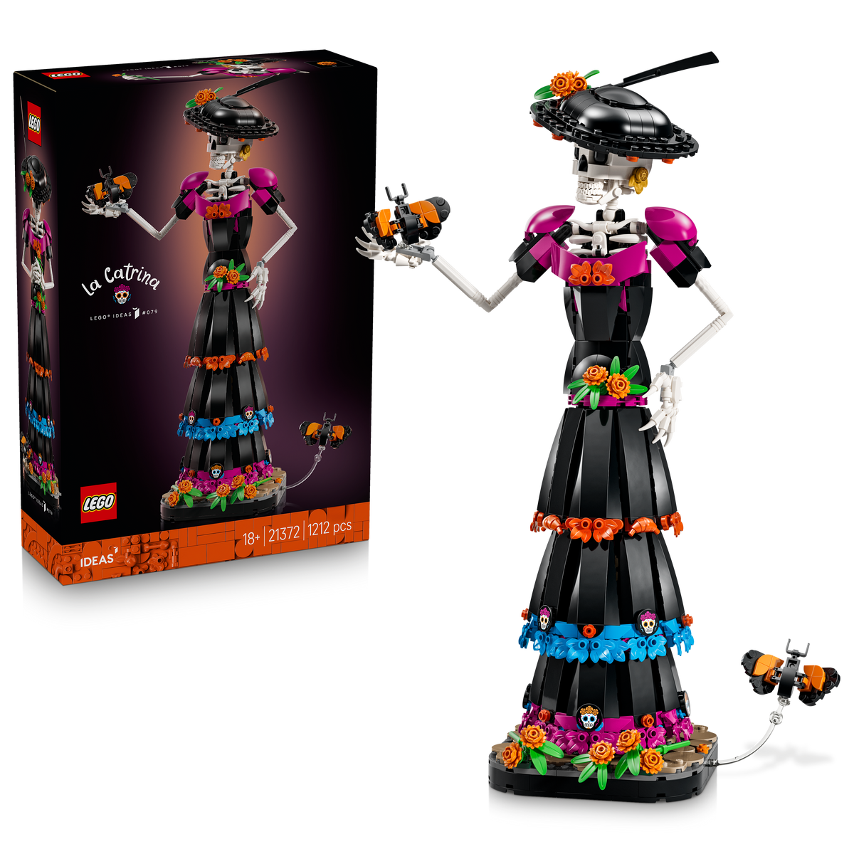 LEGO Ideas 21372 La Catrina, Kit Modellismo per Adulti con Scheletro, Fiori Finti e Farfalle Monarca, Idea Regalo Fai da Te