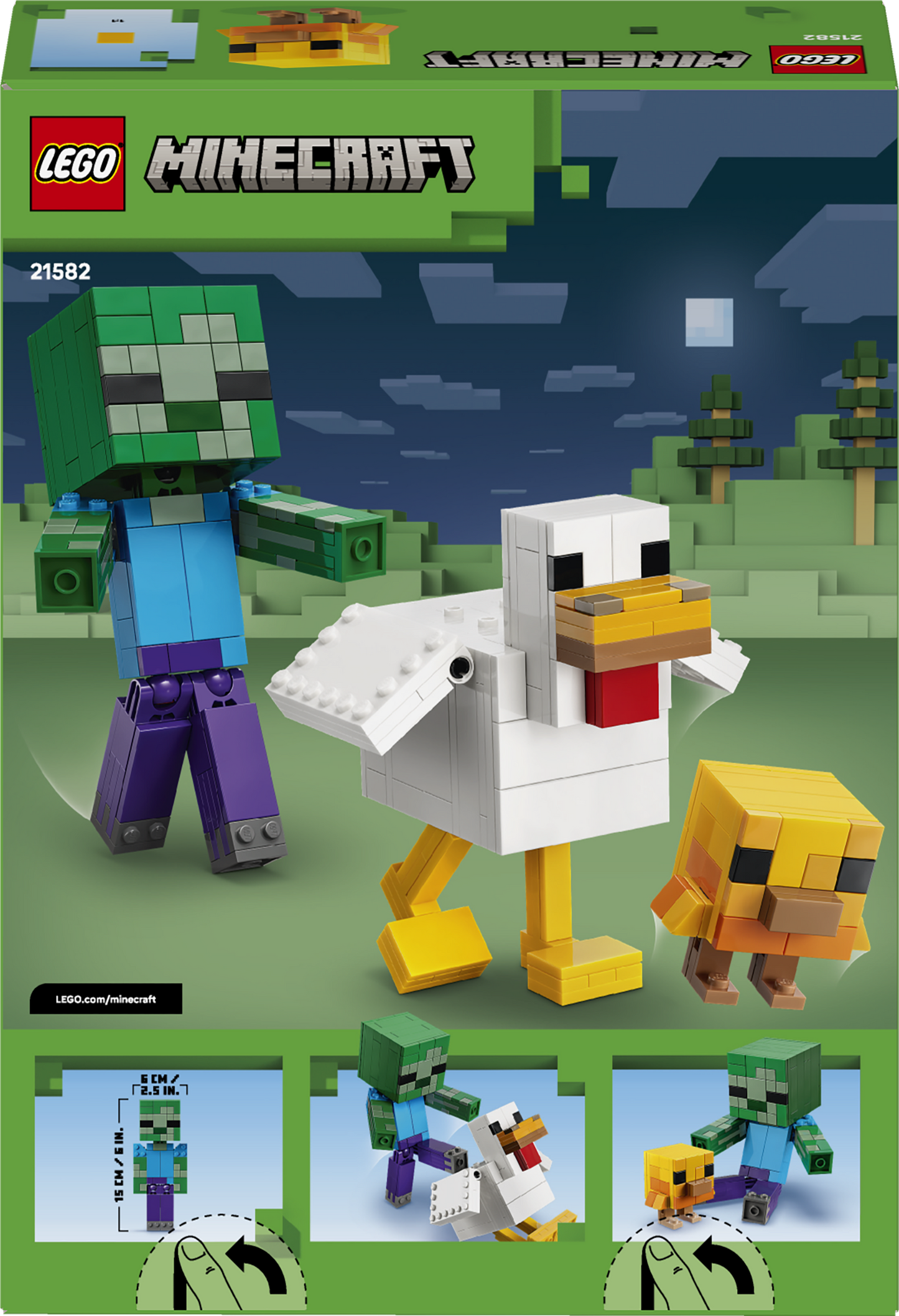 LEGO Minecraft 21582 Fantino di Polli, Giocattolo 3D con 3 Personaggi, Decorazione Cameretta, Regalo per Gamer e Bambini 9+