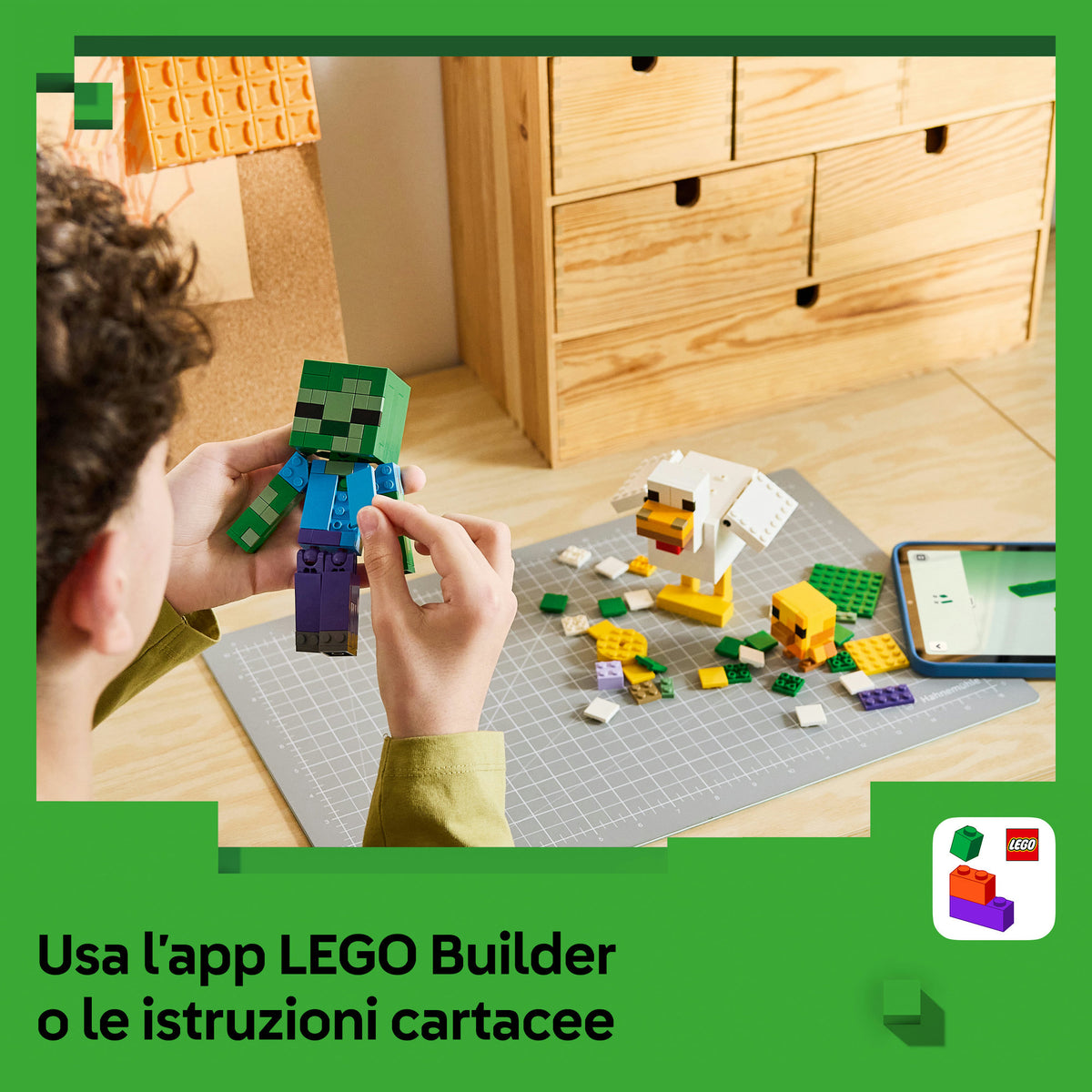 LEGO Minecraft 21582 Fantino di Polli, Giocattolo 3D con 3 Personaggi, Decorazione Cameretta, Regalo per Gamer e Bambini 9+