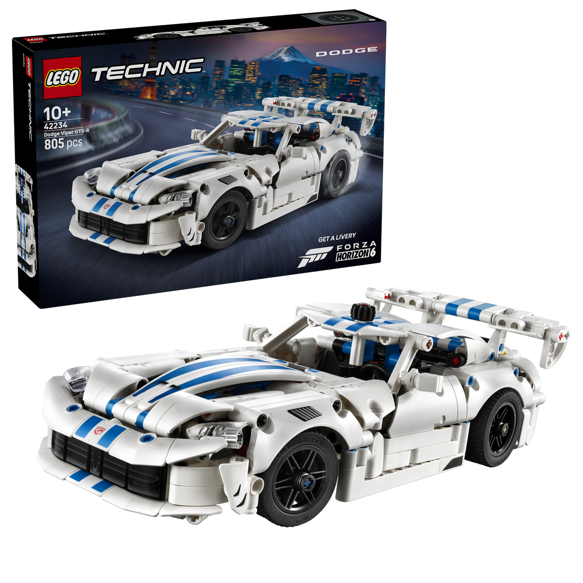 LEGO Technic 42234 Auto Sportiva Dodge Viper GTS-R, Macchina Giocattolo con Motore V10, Sterzo e Differenziale, Regalo da 10+